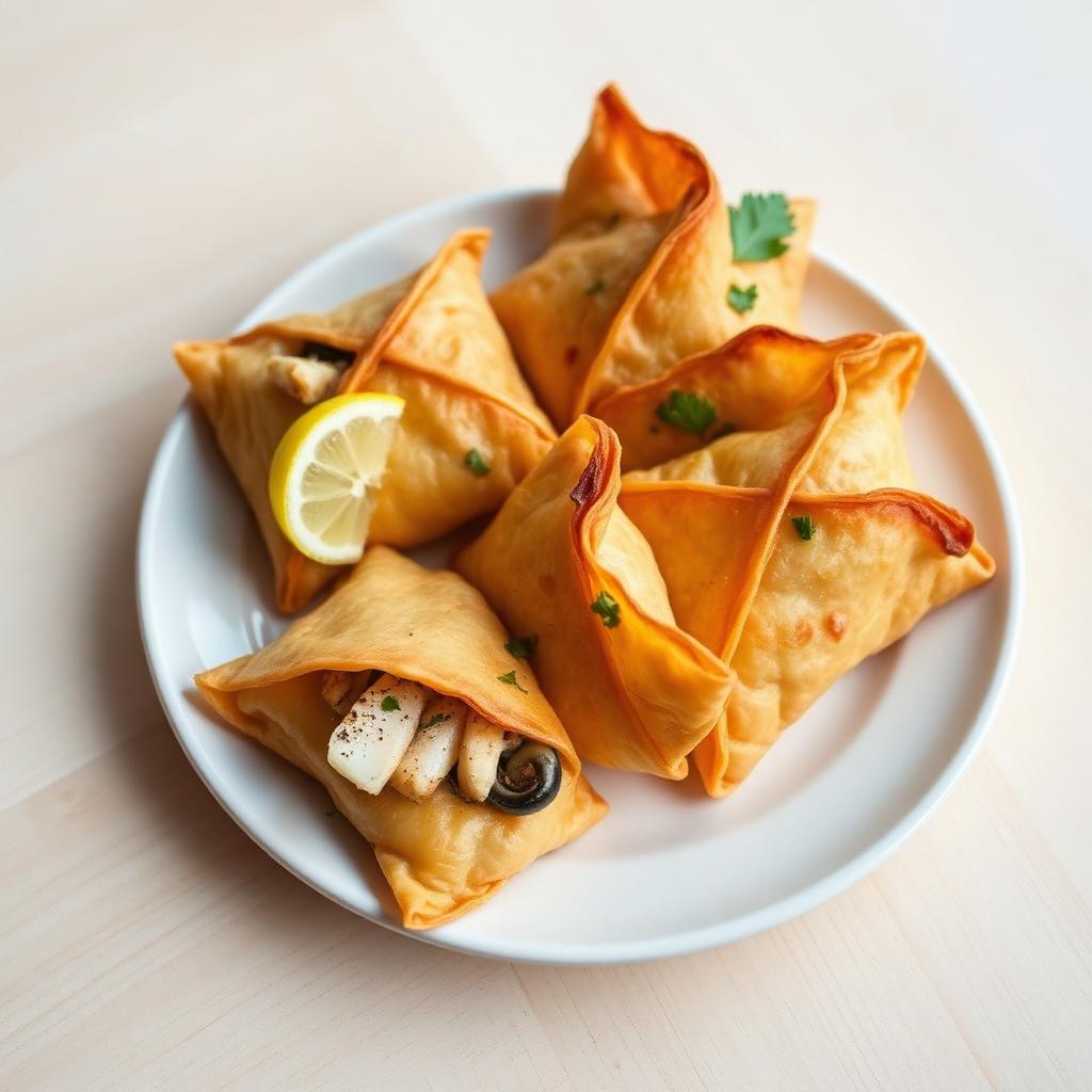 Briouats de pescado y marisco